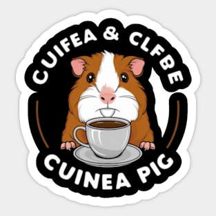 printed design of a guinea pig sipping a cup of coffee, cute cartoon style(2) Sticker